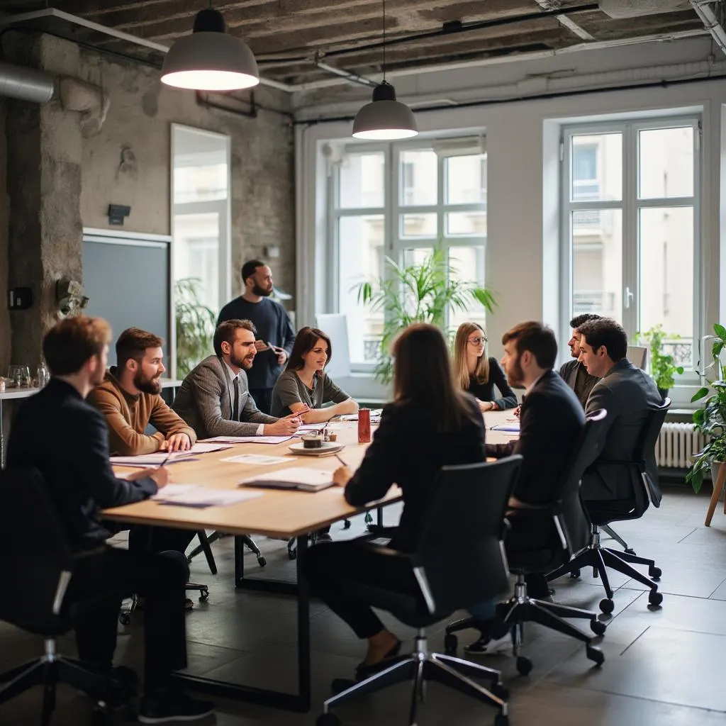 Réunion d'équipe au bureau principal